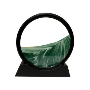 ساعة رملية ديكورية دوّارة – قطر 20 سم – تصميم أنيق – أخضر