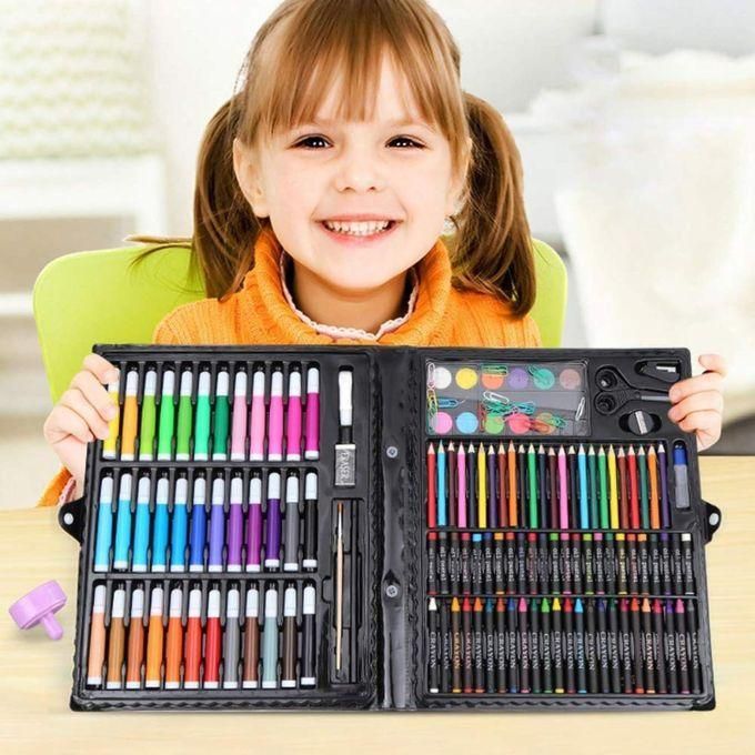 طقم ألوان وأدوات رسم وتلوين 150 قطعة مع حقيبة حمل - الصورة 3